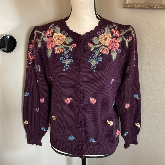 Herman Geist hand embroidered wool sweater - Picture 2 of 6